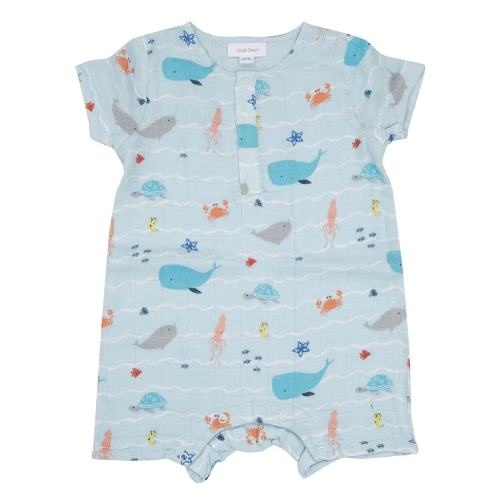 Angel Dear - Henley Shortall - Undersea Stripe - 3/6M